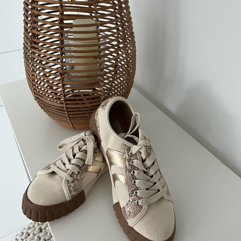 DV by Dolce Vita Cream and Brown Sneakers